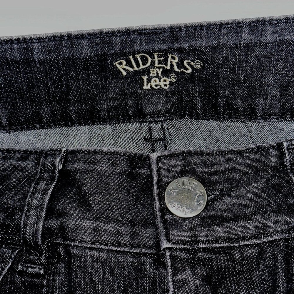 Riders by Lee Dark Wash Black Capri Jeans 8M Cuffed Mid Rise Y2K Casual Chic - Picture 4 of 5
